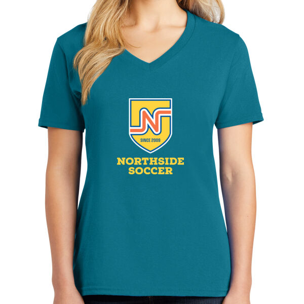 Northside Soccer Printed - Women's Core Cotton V Neck Tee Thumbnail
