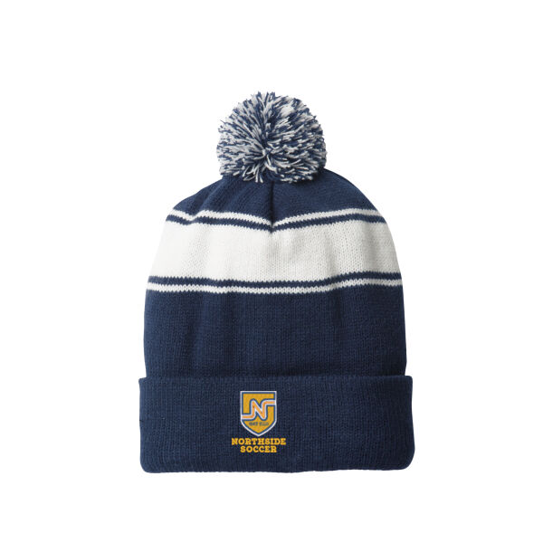 Northside Soccer Embroidered - Stripe Pom Pom Beanie Thumbnail